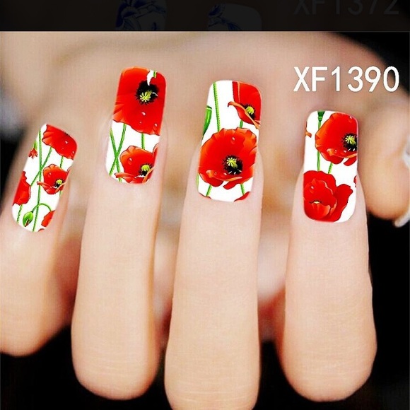 3 for $12 NWT Nail Art Tattoo, Red & Pink Peonies - Picture 6 of 6